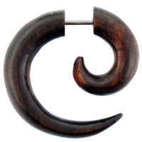 Load image into Gallery viewer, Ohrringe Holz Fake Piercing Spiralen Edelstahl Dehnschnecken - chic-net.de
