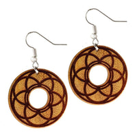 Load image into Gallery viewer, Ohrringe Jackfrucht Holz rund Edelstahl Silber Gravur - chic-net.de
