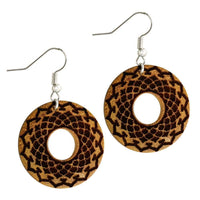 Load image into Gallery viewer, Ohrringe Jackfrucht Holz rund Edelstahl Silber Gravur - chic-net.de
