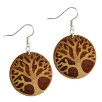 Load image into Gallery viewer, Ohrringe Jackfrucht Holz rund Edelstahl Silber Gravur - chic-net.de
