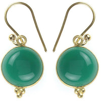 Load image into Gallery viewer, Ohrringe Jade Kreis Dreieck Messing antik golden Damen Ohrhänger nickelfrei Schmuck - chic-net.de
