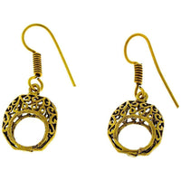 Load image into Gallery viewer, Ohrringe kantig Kreis Spiralen hohl oval Messing dunkel antik golden nickelfrei Piercing Tribal - chic-net.de
