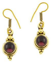 Cargar imagen en el visor de la galería, Ohrringe Kreis Amethyst Punkte Dreiecke Messing Brass antik golden Tribal Ohrhänger - chic-net.de
