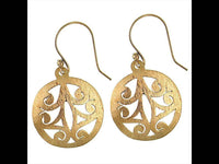 Cargar imagen en el visor de la galería, Ohrringe Kreis gebürstet Spiralen Messing antik golden nickelfrei Tribal Brass Ohrhänger - chic-net.de
