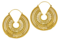 Load image into Gallery viewer, Ohrringe Kreis Lücke Band Punktemuster Messing Brass antik golden Tribal Schmuck - chic-net.de
