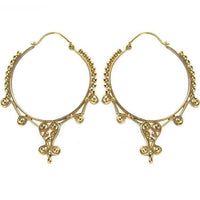 Load image into Gallery viewer, Ohrringe Kreis Tropfen Kugeln Spiralen Messing antik golden Tribal Brass nickelfrei Piercing Schmuck - chic-net.de
