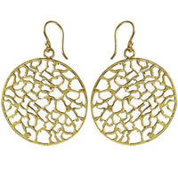 Load image into Gallery viewer, Ohrringe Kreis ungleichmäßig Muster Messing antik golden Tribal Ohrhänger nickelfrei Brass Piercing - chic-net.de
