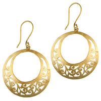 Load image into Gallery viewer, Ohrringe Kreise gewölbt Spiral Muster Messing Brass antik golden Tribal Ohrhänger nickelfrei Schmuck - chic-net.de
