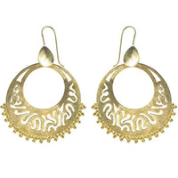 Load image into Gallery viewer, Ohrringe Kreise Wellen Tropfen oxidiert glänzend Messing antik golden Ohrhänger nickelfrei Tribal - chic-net.de
