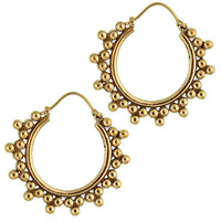 Cargar imagen en el visor de la galería, Ohrringe Kugel Dreiecke Tribal Messing Brass antik golden nickelfrei Schmuck Piercing - chic-net.de
