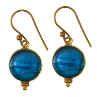 Cargar imagen en el visor de la galería, Ohrringe Labradorit Kreis Dreieck Messing antik golden Damen Ohrhänger nickelfrei Schmuck - chic-net.de
