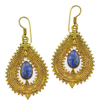 Cargar imagen en el visor de la galería, Ohrringe Lapis Tropfen Zopf Spitzen Kreuz Messing antik golden nickelfrei Tribal Brass Ohrhänger - chic-net.de
