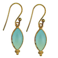 Cargar imagen en el visor de la galería, Ohrringe Mandel Chalzedon Messing antik golden Tribal Ohrhänger nickelfrei Brass Schmuck - chic-net.de
