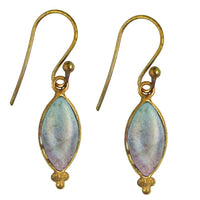 Cargar imagen en el visor de la galería, Ohrringe Mandel Labradorit Messing antik golden Tribal Ohrhänger nickelfrei Brass Schmuck - chic-net.de
