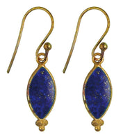 Cargar imagen en el visor de la galería, Ohrringe Mandel Lapis blau Messing antik golden Tribal Ohrhänger nickelfrei Brass Schmuck - chic-net.de
