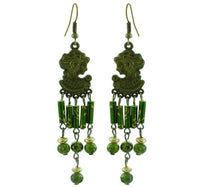 Load image into Gallery viewer, Ohrringe Messing Damen Ohrhänger Kupfer Ohrschmuck Frau Steine grün - chic-net.de

