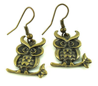 Load image into Gallery viewer, Ohrringe Messing Damen Ohrhänger Kupfer Ohrschmuck Schmuck Eule auf Ast - chic-net.de
