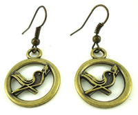 Load image into Gallery viewer, Ohrringe Messing Damen Ohrhänger Kupfer Ohrschmuck Schmuck Kreis Vogel - chic-net.de
