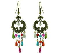 Load image into Gallery viewer, Ohrringe Messing Damen Ohrhänger Kupfer Ohrschmuck Schmuck Steine bunt - chic-net.de
