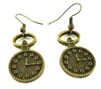 Load image into Gallery viewer, Ohrringe Messing Damen Ohrhänger Kupfer Ohrschmuck Schmuck Uhr rund - chic-net.de
