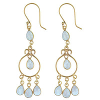 Cargar imagen en el visor de la galería, Ohrringe Mondstein Tropfen lang Kreis Messing antik golden nickelfrei Tribal Ohrhänger - chic-net.de
