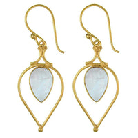 Cargar imagen en el visor de la galería, Ohrringe Mondstein Tropfen umgedreht Bögen Messing antik golden nickelfrei Tribal Ohrhänger - chic-net.de
