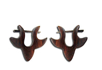 Cargar imagen en el visor de la galería, Ohrringe Narraholz Holz Creolen Horn Pin Stick Hirsch - chic-net.de
