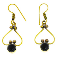 Cargar imagen en el visor de la galería, Ohrringe Onyx rund Herz Bögen Perlen Messing antik golden Damen Ohrhänger nickelfrei Schmuck Tribal - chic-net.de
