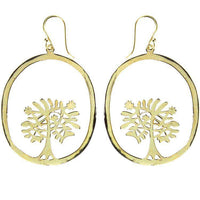Load image into Gallery viewer, Ohrringe oval Baum des Lebens Messing antik golden Damen Ohrhänger nickelfrei Tribal Schmuck - chic-net.de
