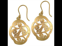 Cargar imagen en el visor de la galería, Ohrringe oval Wölbungen gebürstet Spiralen Messing antik golden nickelfrei Tribal Brass - chic-net.de
