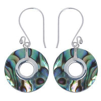 Load image into Gallery viewer, Ohrringe Paua Muschel Abalone ca. 18 mm Ø rund Loch Perlmutt 925er Sterling Silber Damen Schmuck - chic-net.de
