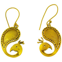 Load image into Gallery viewer, Ohrringe Pfau Tropfen Loch Messing Brass antik golden Ohrhänger nickelfrei Tribal Schmuck Piercing - chic-net.de
