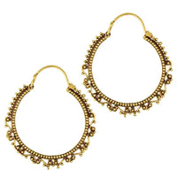 Cargar imagen en el visor de la galería, Ohrringe Punkte Spiralen liegend oxidiert rund Messing Brass antik golden Tribal nickelfrei Piercing - chic-net.de
