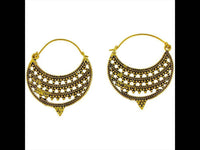 Load image into Gallery viewer, Ohrringe Reihen Flecht Punkte Sichel Spitze Messing Brass antik golden nickelfrei Tribal Piercing - chic-net.de
