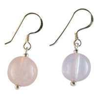 Load image into Gallery viewer, Ohrringe, Rosé, aus Rosenquarz, rund, Sterlingsilber-Bügel, 10mmØ - chic-net.de

