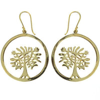 Load image into Gallery viewer, Ohrringe rund Baum des Lebens Messing antik golden Damen Ohrhänger nickelfrei Tribal Schmuck - chic-net.de
