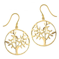 Load image into Gallery viewer, Ohrringe rund Baum des Lebens verzweigt Messing Brass antik golden Tribal Ohrhänger nickelfrei - chic-net.de
