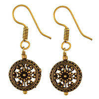 Load image into Gallery viewer, Ohrringe rund Blume Herzen Punkte hohl Messing antik golden Ohrhänger nickelfrei Tribal Piercing - chic-net.de
