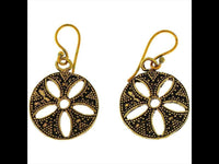 Load image into Gallery viewer, Ohrringe rund Mandeln Zacken Punkte Messing antik golden nickelfrei Tribal Brass Ohrhänger - chic-net.de
