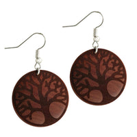 Load image into Gallery viewer, Ohrringe Sawoholz rund Edelstahl Silber Bügel dunkle Gravur - chic-net.de
