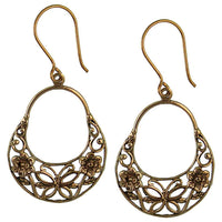 Cargar imagen en el visor de la galería, Ohrringe Schmetterling Blumen Kreis Rand Messing Brass antik golden Tribal Schmuck - chic-net.de
