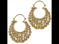 Cargar imagen en el visor de la galería, Ohrringe Sichel Seil Schnörkel plastisch Brass Messing antik golden nickelfrei Tribal Piercing - chic-net.de
