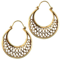 Cargar imagen en el visor de la galería, Ohrringe Sichel Tropfen Brass Messing antik golden nickelfrei Tribal Piercing Schmuck - chic-net.de
