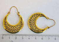 Cargar imagen en el visor de la galería, Ohrringe Sichel Tropfen Brass Messing antik golden nickelfrei Tribal Piercing Schmuck - chic-net.de
