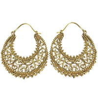 Load image into Gallery viewer, Ohrringe Sichel Zacken Kreise Ornamente Messing antik golden Tribal nickelfrei Piercing Schmuck - chic-net.de
