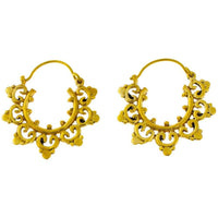 Load image into Gallery viewer, Ohrringe Spiralbögen Kreise Punkte 28 mm Messing gold - chic-net.de
