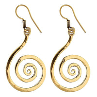 Cargar imagen en el visor de la galería, Ohrringe Spirale Glanz Ohrhänger Messing antik golden nickelfrei Tribal Brass - chic-net.de
