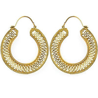 Load image into Gallery viewer, Ohrringe Spirale Punkte Kreis Brass Messing antik golden nickelfrei Tribal Schmuck Piercing - chic-net.de
