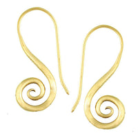 Cargar imagen en el visor de la galería, Ohrringe Spirale starr Messing antik golden Ohrhänger nickelfrei Tribal Piercing Schmuck Brass - chic-net.de
