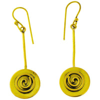 Load image into Gallery viewer, Ohrringe Stab Kreis Spirale Messing antik golden nickelfrei Tribal Brass Ohrhänger glänzend Piercing - chic-net.de
